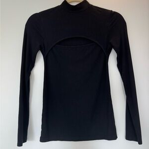 Black Cutout Long Sleeve Top